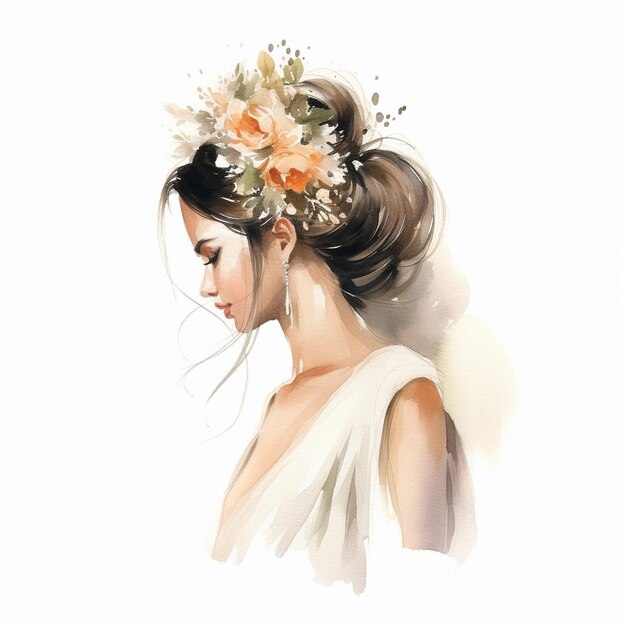 Photo a painting of a woman with a flower in her hair