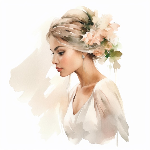 Photo a painting of a woman with a flower in her hair