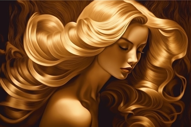 A painting of a woman with long blonde hair