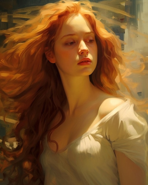 Картина женщины с рыжими волосами