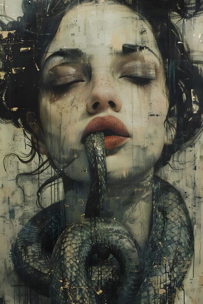 Картина женщины с змеей на шее