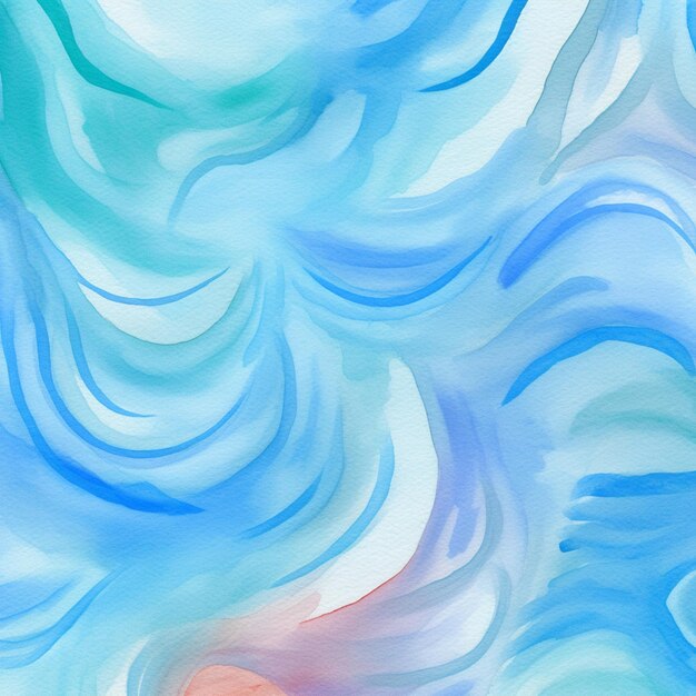 Painting of a woman with a surfboard in a blue and pink wave pattern generative ai