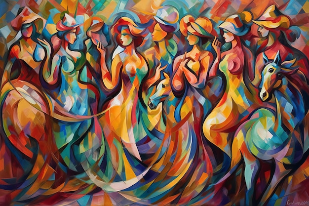 A painting of women dancing