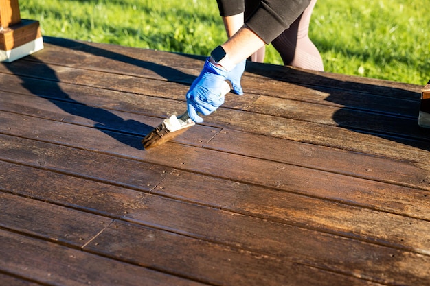 Painting the Wooden Flooring of a Terrace