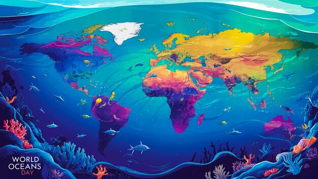 세계와 바다와 바다를 가진 세계의 그림