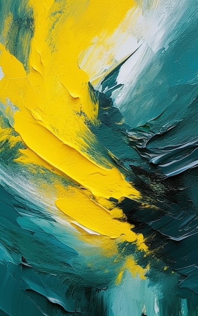 Painting of a yellow and blue wave with a black center generative ai