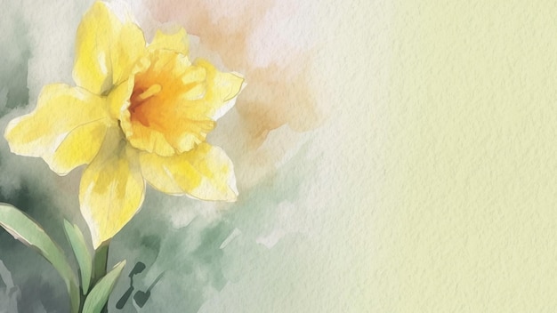 A painting of a yellow daffodil with the title daffodils on it.