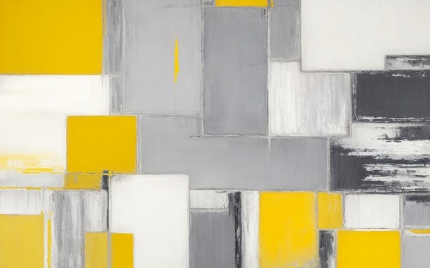 A painting of a yellow and gray square with a yellow square in the middle