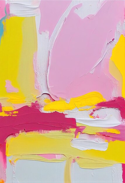 A painting of a yellow, pink, and yellow abstract background.