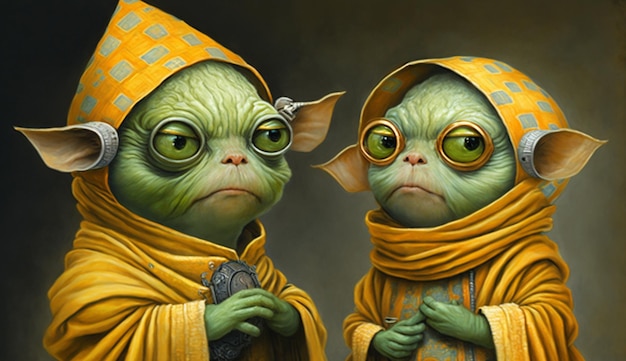 A painting of yoda and the child