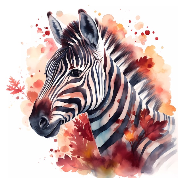 A painting of a zebra with a red background and the word " on it "