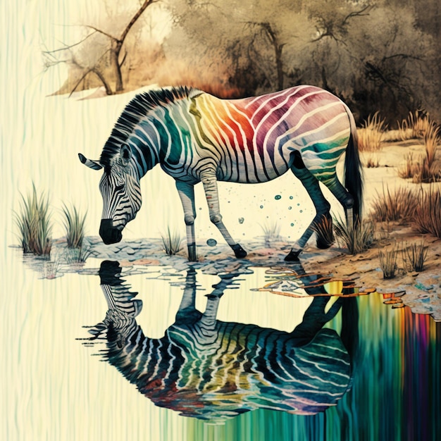 A painting of a zebra with the word zebra on it