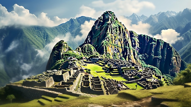 Photo paintings of machu picchu peru