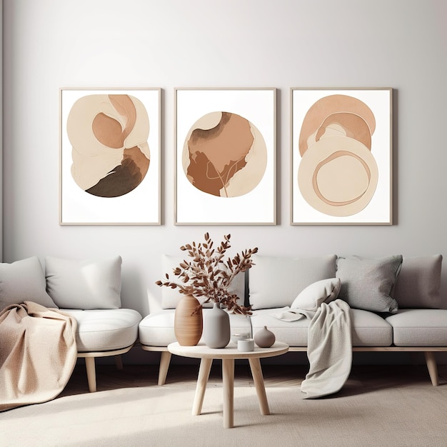 paintings with frame boho style minimalist interior design