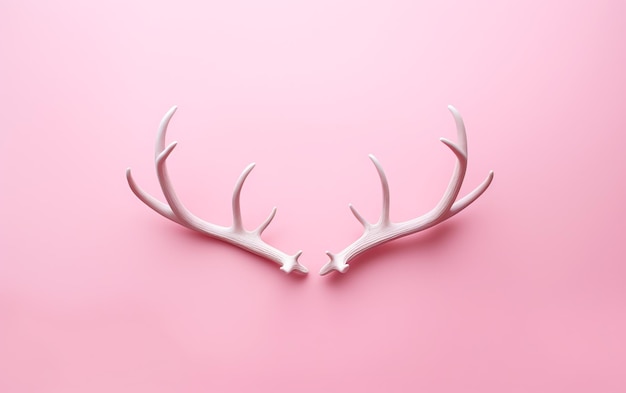 Photo a pair of antlers on a pink background