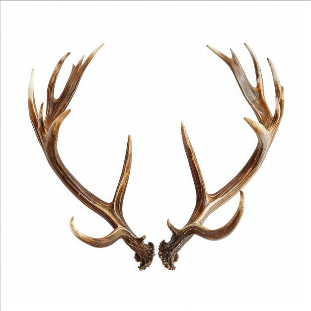 Photo pair of antlers on white background