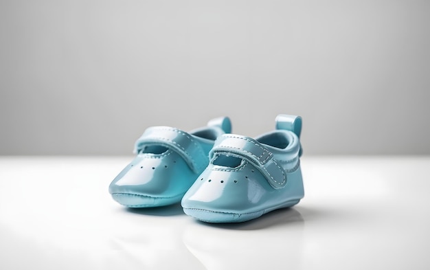 A pair of baby shoes on a white surface