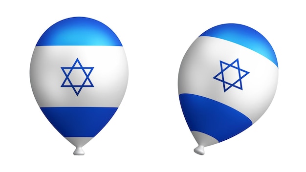 Photo a pair of balloons with israel flag on them