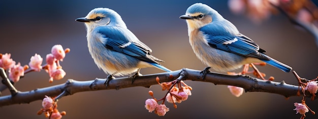 Foto una coppia di uccelli appoggiati su un ramo
