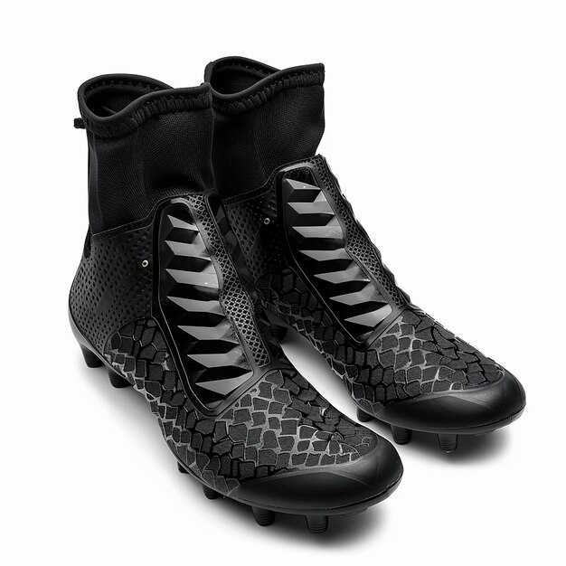 Photo a pair of black boots with raindrops on them