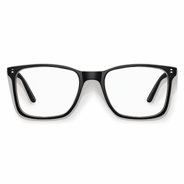 a pair of black eyeglasses on a white background