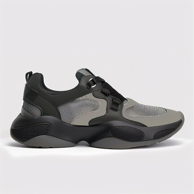 Photo a pair of black and grey sneakers with a black sole