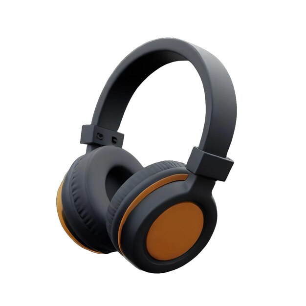 a pair of black headphones with a brown band