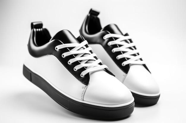 Pair of black and white sneakers isolated on white background