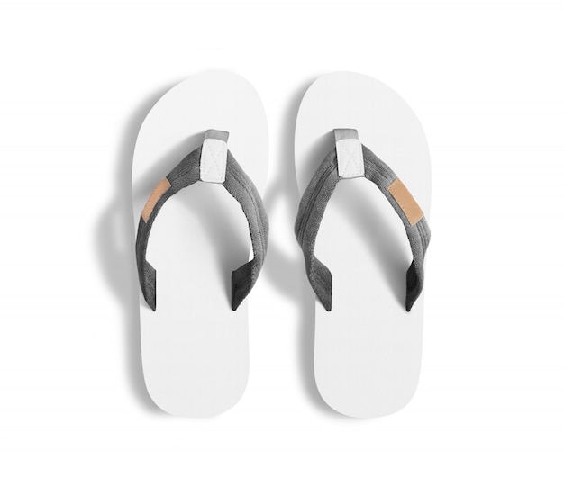 Pair of blank white slippers, design mockup. 