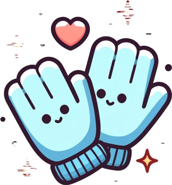 a pair of blue gloves with a heart on the top