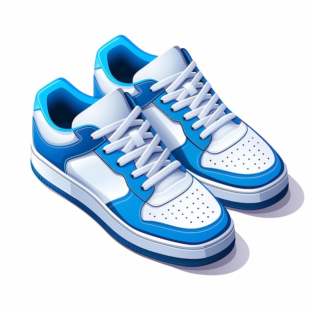 a pair of blue and white sneakers with a white sole