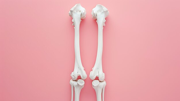 Photo a pair of bones on a pink wall