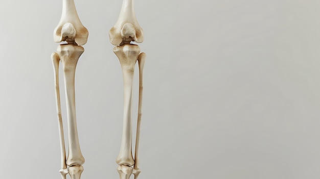 Photo a pair of bones on a table with one being held up by a leg