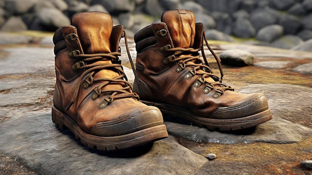 a pair of brown boots with the word  boot  on the bottom