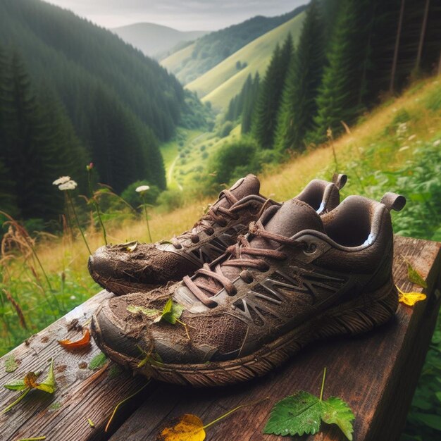 a pair of brown shoes with the word quot on it