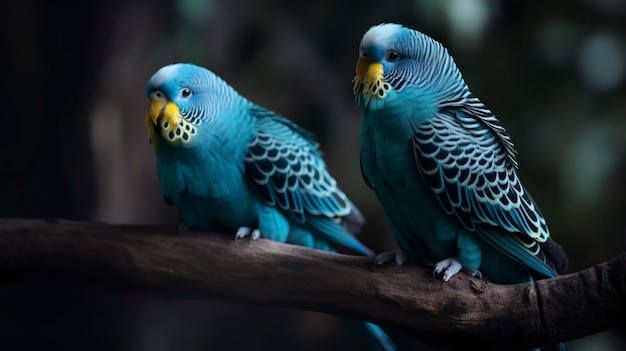 Pair of budgerigars Generative AIx9