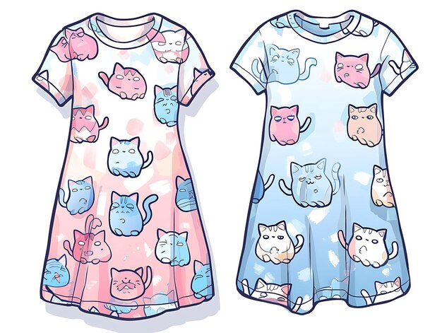 Photo a pair of childrens shirts with cats on them