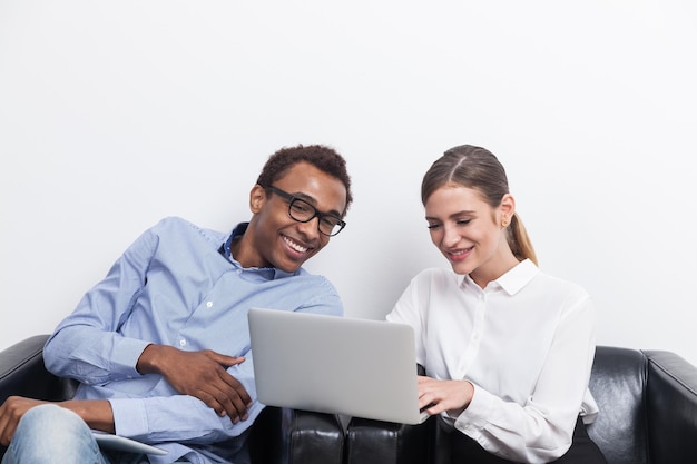 Pair of colleagues working