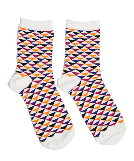 pair colored socks isolated on white background.