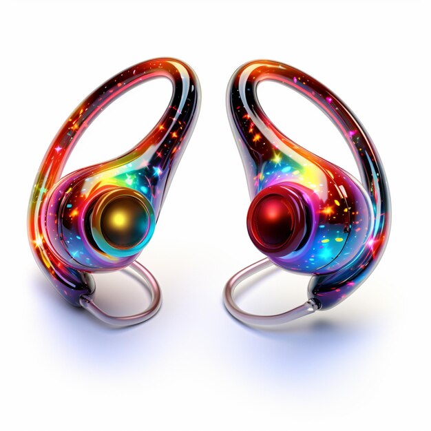 pair of colorful earphones with a white background generative ai