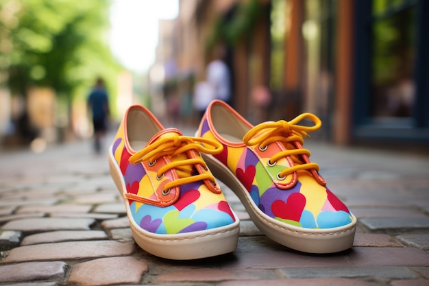 Photo a pair of colorful shoes