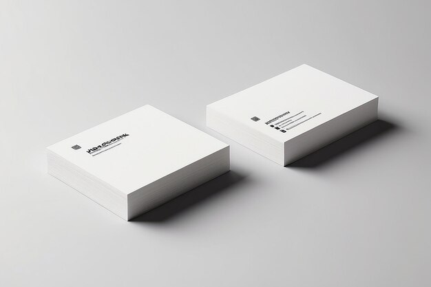 Pair of diagonally floating white business cards