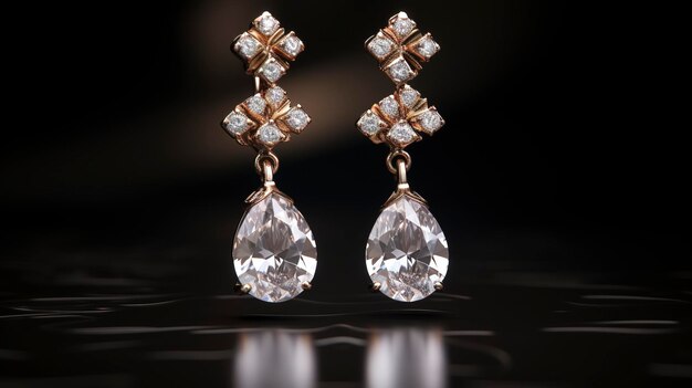 a pair of diamond earrings with diamonds by person