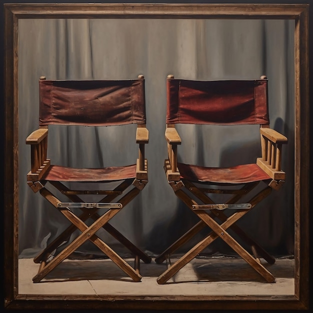 Foto coppia di sedie da regista nel telaio generative ai