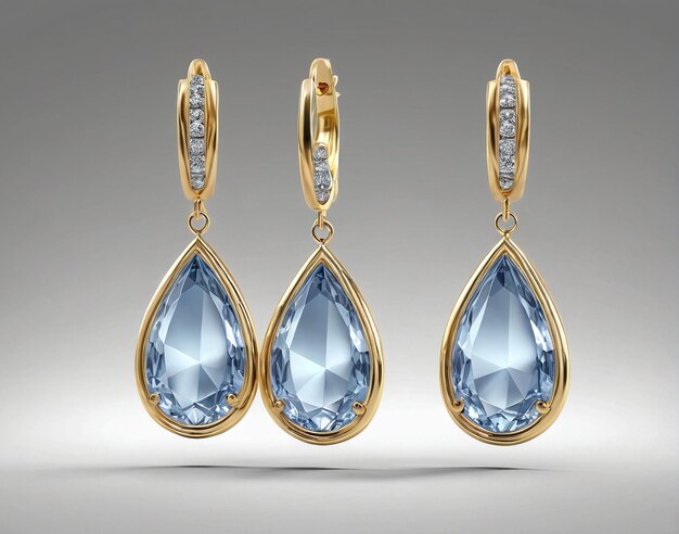 a pair of earrings with blue topaz