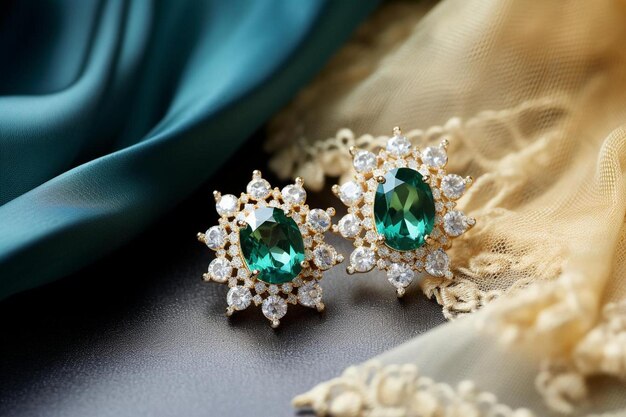 Photo a pair of emerald and diamond earrings from the collection