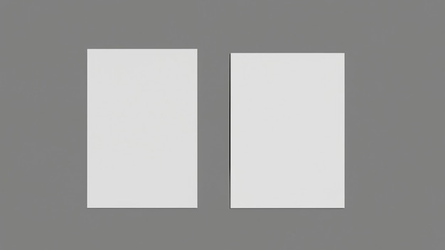 Photo a pair of empty white square frames with a gray background.