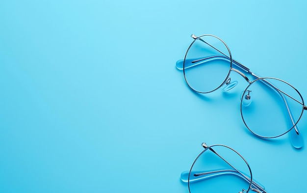 Photo a pair of eyeglasses with a blue background