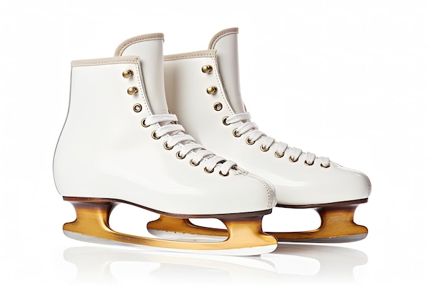 Pair of Figure Ice Skates on White Background