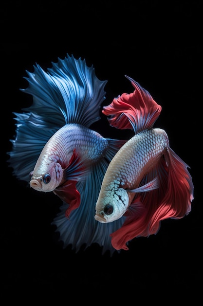 A pair of fish with blue and red on the bottom.